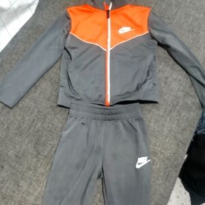 Nike Kids' Gray and Orange Tracksuit